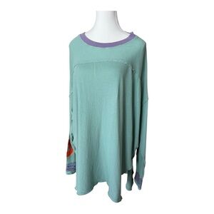 Free People We The Free Boho Tunic XL Mint Lavender Distressed Oversized